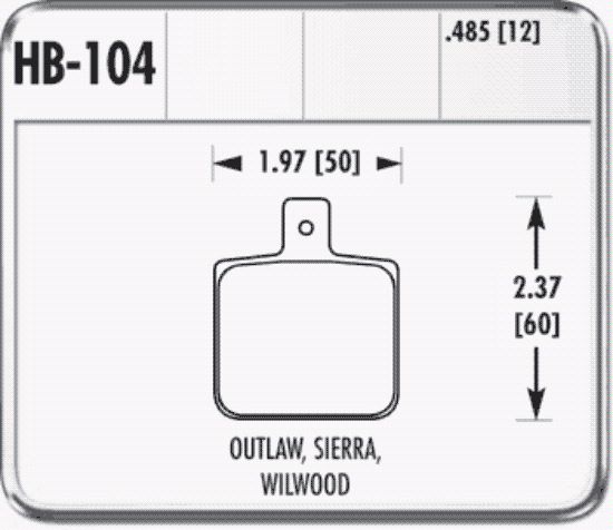 -Hawk Single Dynalite Brake Pad DR97 .485 Thick - HB104J485