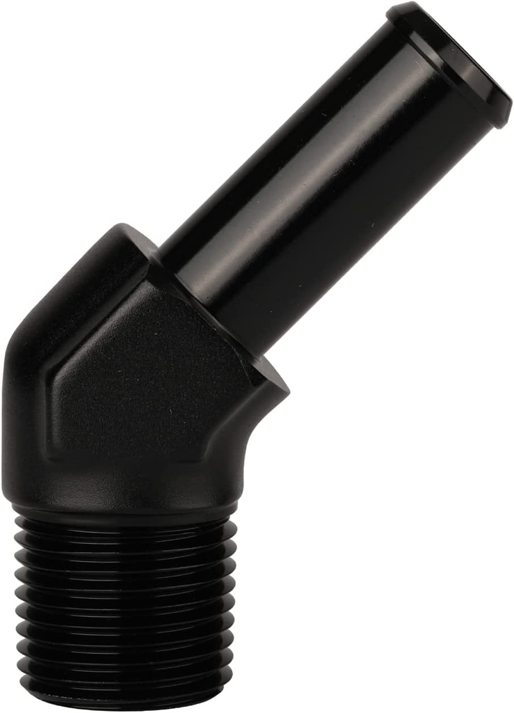 45 Degree Barb Fitting 1/8" Pipe to 1/4" Hose Black - 22905BLK