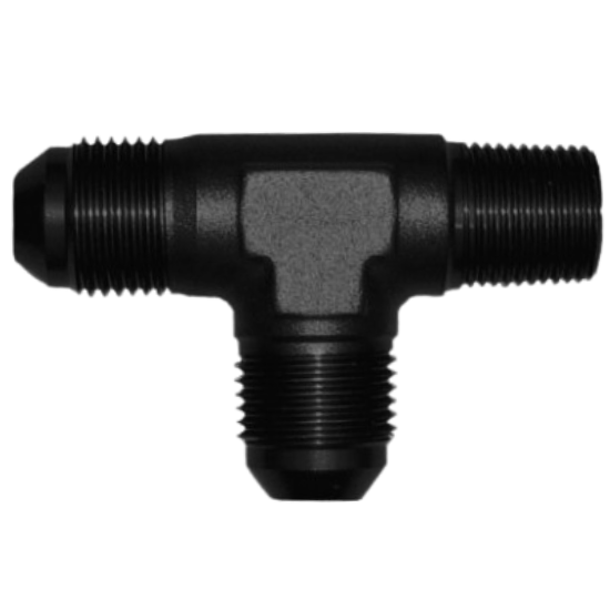 Male Run Tee -3 AN to -3 AN to 1/8" NPT, Black - 2714BLK
