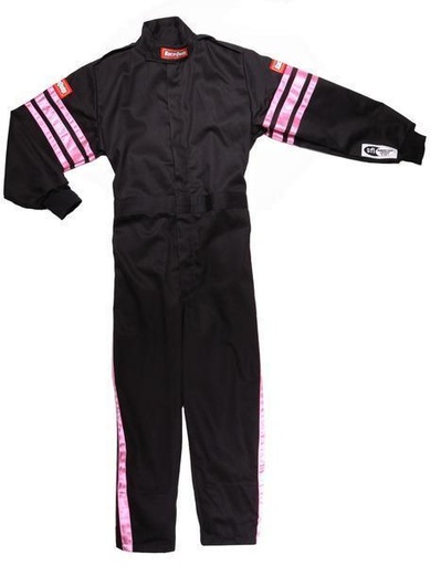 [RQP1950897] RaceQuip  - Black Suit Single Layer Kids XX Large Pink Trim