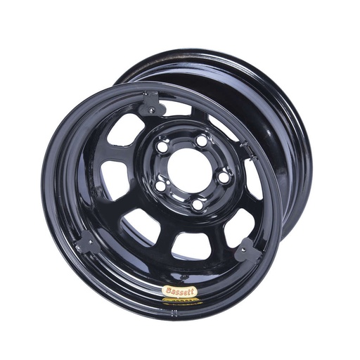 [BAS58D52IRING] 15x8 IMCA Wheel D-Hole Black 5x5 w/ Tabs