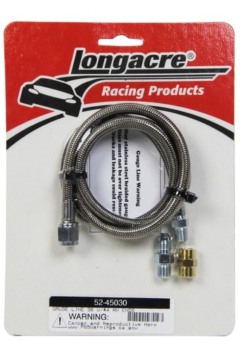 [LGA52-45030] Longacre Steel Braided Gauge Line - 36" w/block fitting - 45030