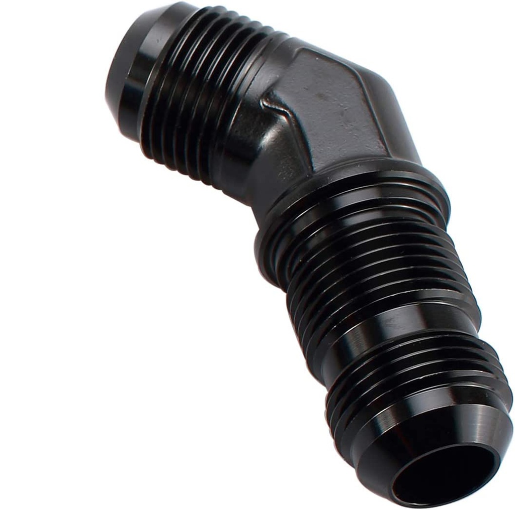 45 Degree Bulkhead Union -6 Black - 2128BLK