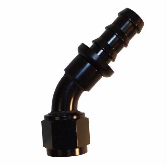 Push-On Hose Fitting, 45 Degree -6 - 1522BLK