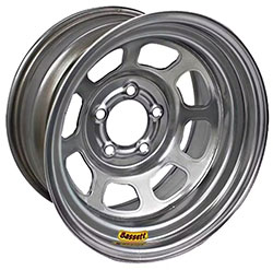 -Bassett 15" x 10", 5-on-5", 3 Off Beaded Silver Wheel - 50S53SB