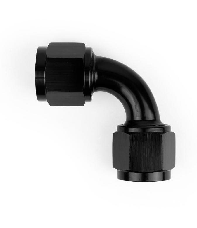 Female Swivel Couple, 90 Degree - 3 AN Black - 9341-3BLK