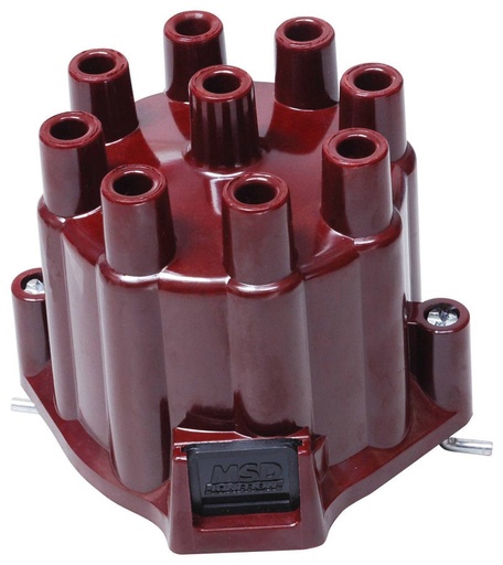 [MSD8437] -Distributor Cap Socket Style Terminals Brass Twist Lock Maroon Chevy V8 - MSD8437