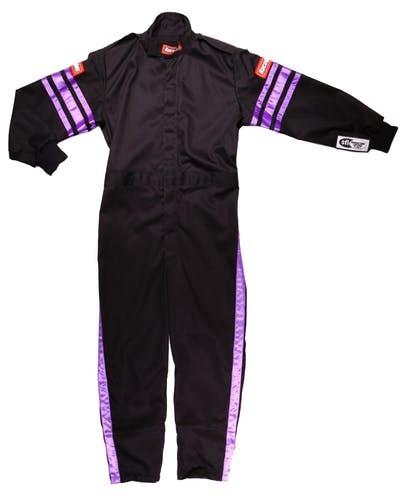 [RQP1950591] RaceQuip  - Black Suit Single Layer Kids X Small Purple Trim