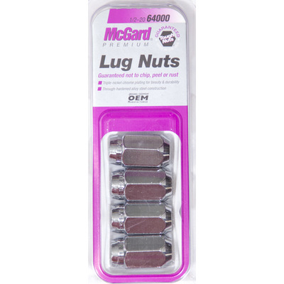 [MCG64000] -Lug Nut Premium 1/2-20 in Right Hand Thread 13/16 in Hex Head Cone Seat Closed End Steel Chrome Set of 4 MCG64000