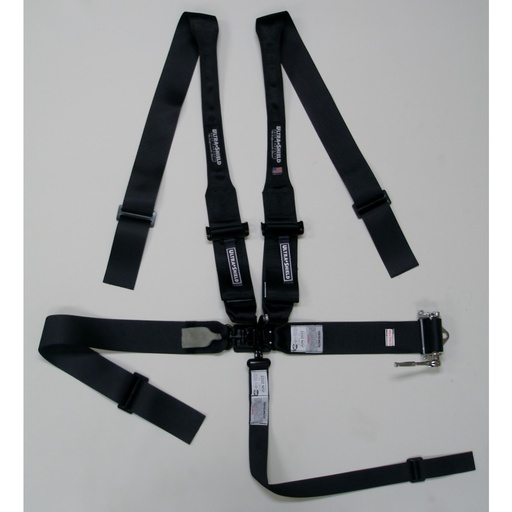[ULTHB22051H-LM] Adult 5 Pt. HANS Shoulder 2" Latch Ratcheting Lap Left Black w/ Black Late Model Style ULTHB22051H-LM