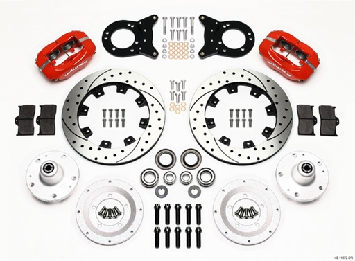 [WIL140-11072-DR] Front Disc Brake Kit Red HD 65-69 Mustang
