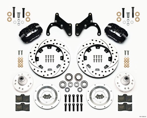 [WIL140-12022-D] Front Disc Brake Kit Blk 65-68 Impala Drum 12.19