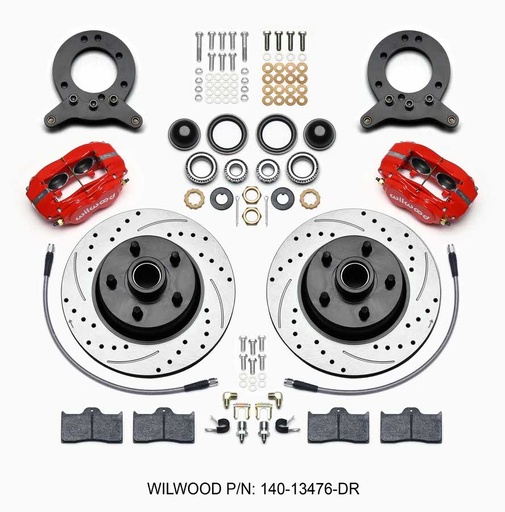 [WIL140-13476-DR] Front Disc Brake Kit Blk 65-59 Mustang Hub/Rotor