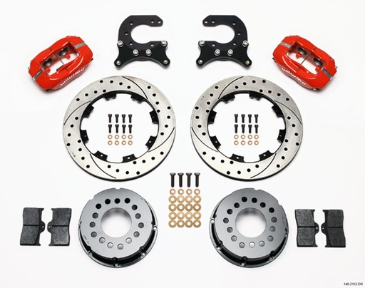 [WIL140-2112-DR] Brake Kit Rear Chevy 12- Bolt Billet Caliper Red