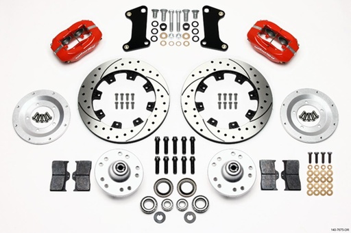 [WIL140-7675-DR] Front Brake Kit 67-72 Camaro Nova Red Calipers