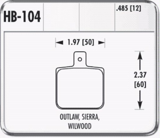 [HWPHB104J485] -Hawk Single Dynalite Brake Pad DR97 .485 Thick - HB104J485