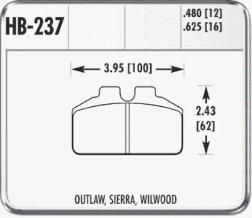 [HWPHB237M625] -Hawk Narrow Dynalite Brake Pad Black .625 Thick - HB237M625